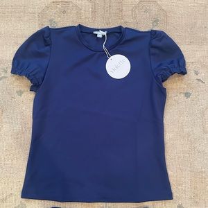 Violette Sun Apparel Short Sleeve Blouse in Indigo Blue NWT XS